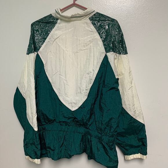 Energy Zone Vintage 80's Women's Nylon Sweatsuit Green White Jacket and Pants - Picture 5 of 9